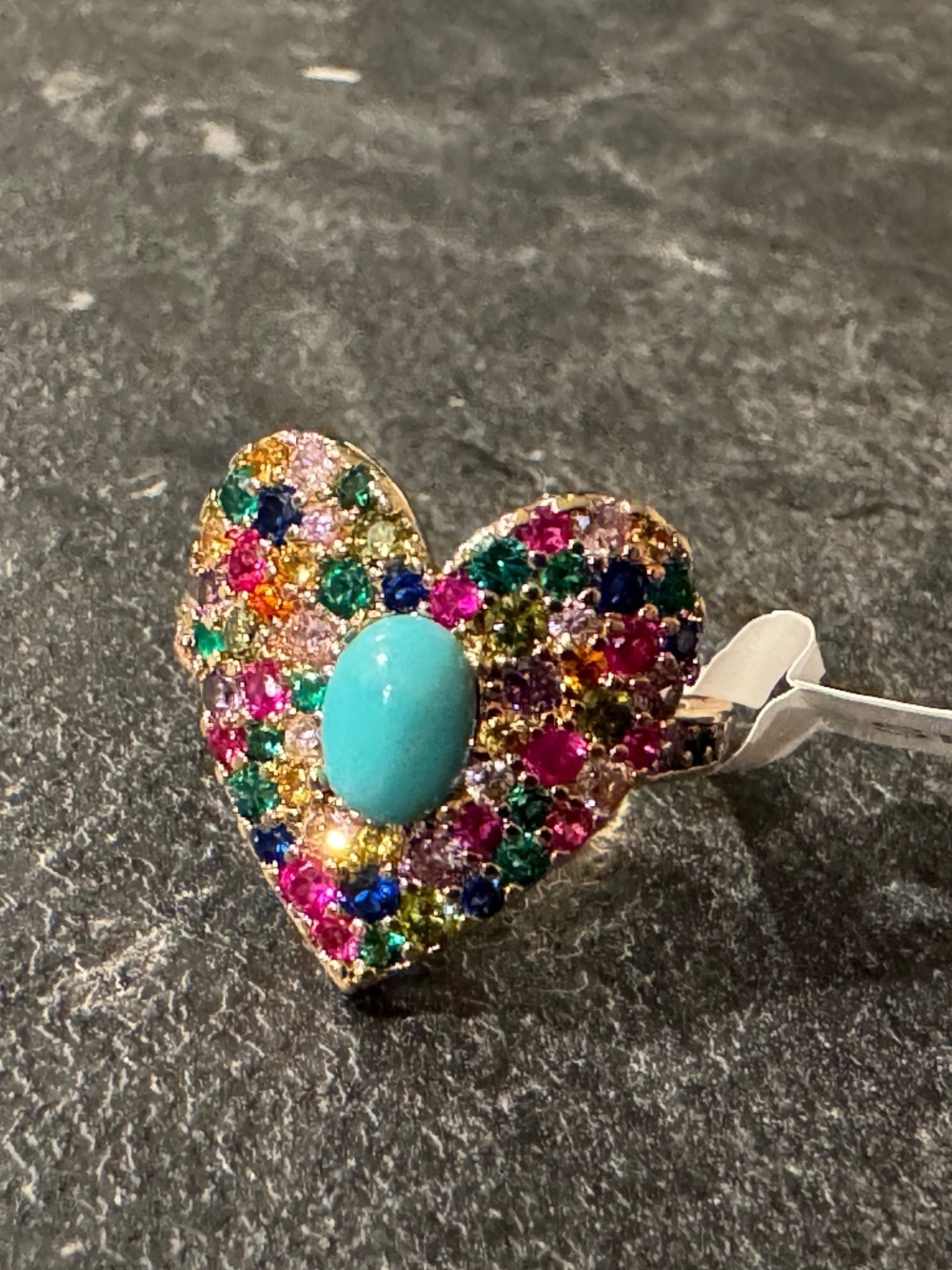 Park Lane Gold Heart Ring with Gemstones - AURA